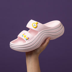 Women's Double Strap Pillow Slippers Decor Non slip Beach Sandals