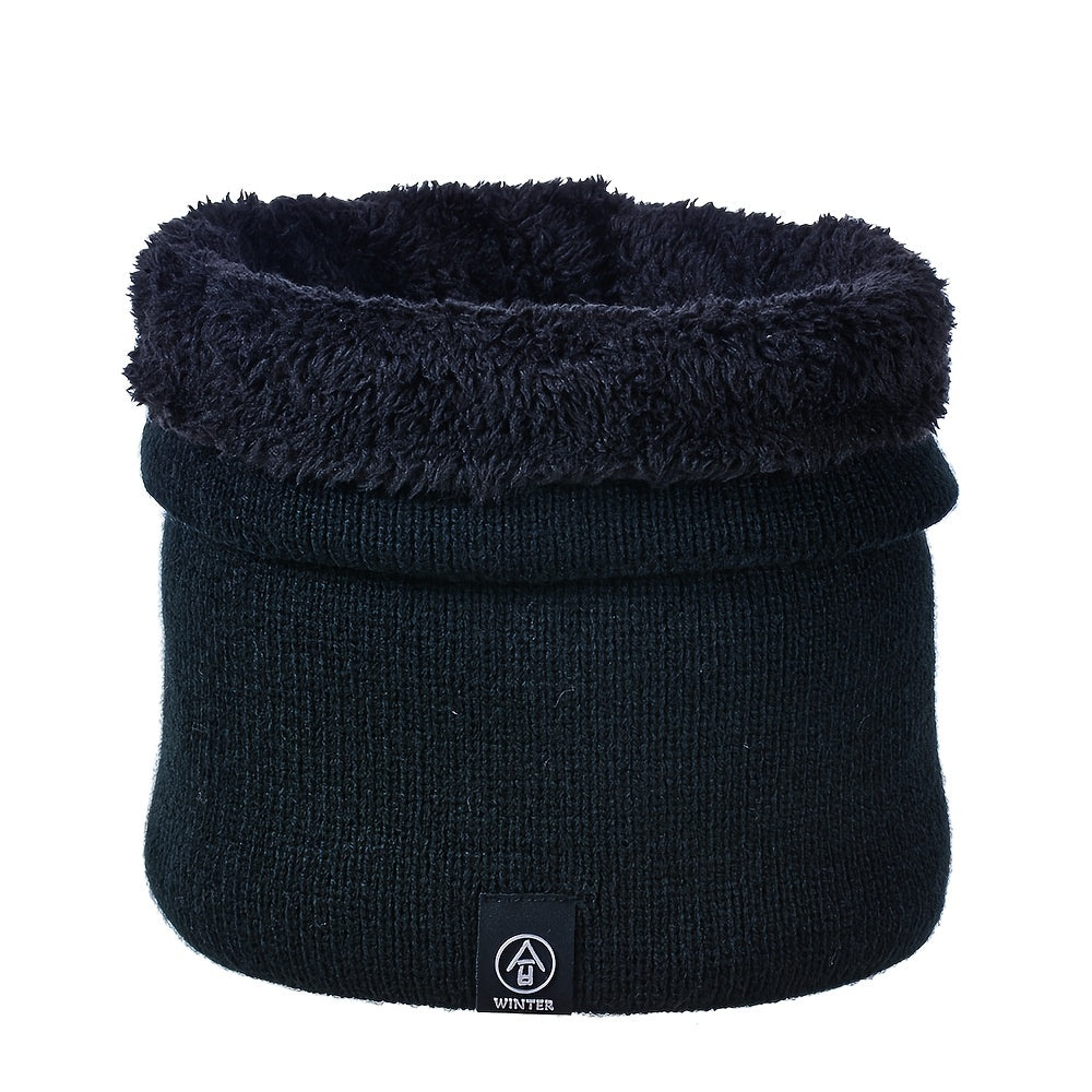 Solid Plush Scarf Leather Marks Neck Warm Head Wrap