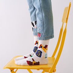 3 Pairs Cartoon Pattern Socks Comfy & Mid Tube Socks Women's Stockings & Hosiery