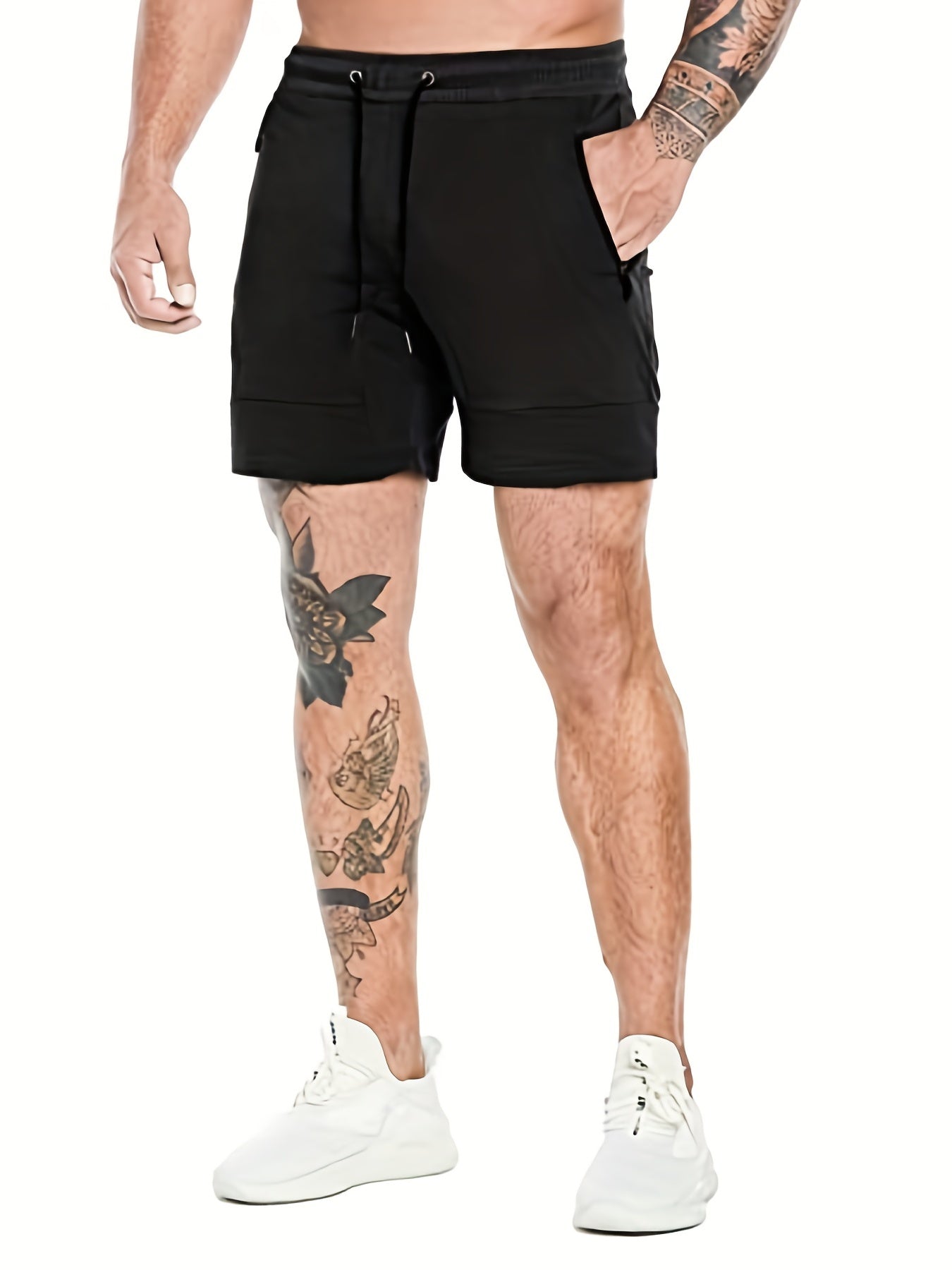 Men's Active Shorts Zipper Pockets Drawstring Summer Gym Training