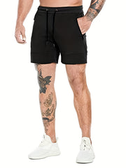 Men's Active Shorts Zipper Pockets Drawstring Summer Gym Training