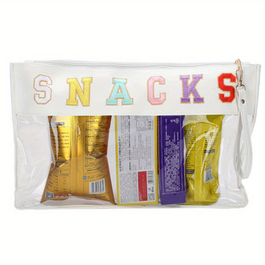 Embroidered Letter PVC Makeup Bag Large Snack Storage Pouch