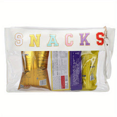 Embroidered Letter PVC Makeup Bag Large Snack Storage Pouch