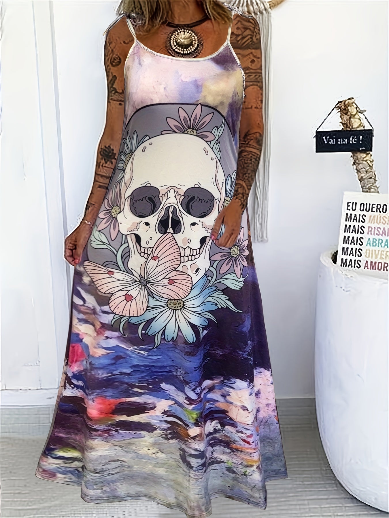 Goth Summer Dress Women's Maxi Cami Dress