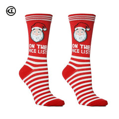 Red Santa Pattern Cotton Christmas Socks