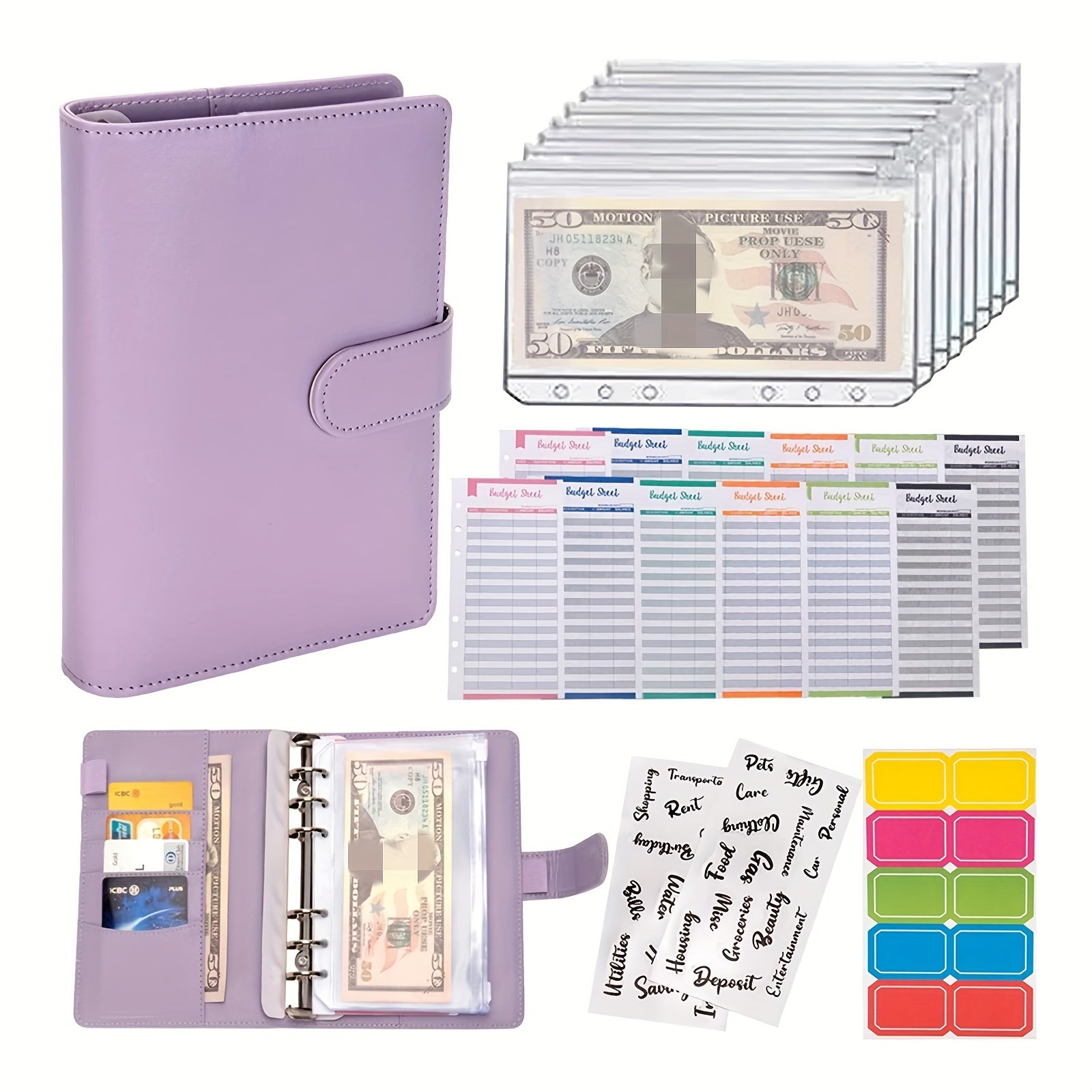 A6 Leather Budget Binder with Cash Envelopes