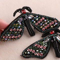 2pcs Beads Butterfly Embroidery Patches For Girls Clothing DIY