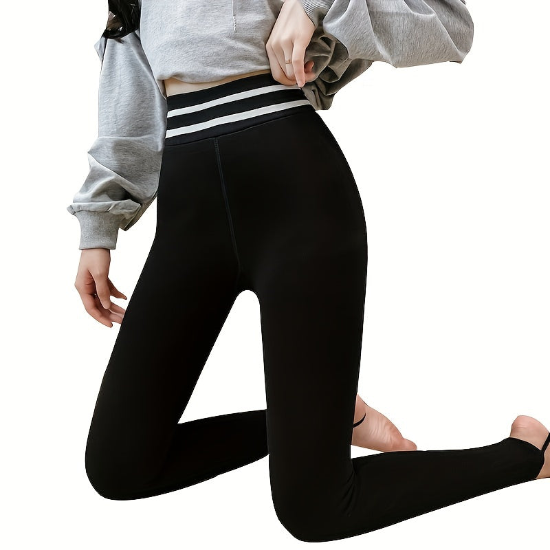 Striped Trample Feet Tights High Waist Elastic Slim Leggings Women's Stockings