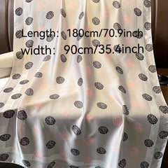 Camellia Print Scarf Satin Shawl Thin Breathable Hijab Silk Head Wrap