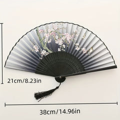 Vintage Chinese Style Flower Rattan Silk Handheld Fan