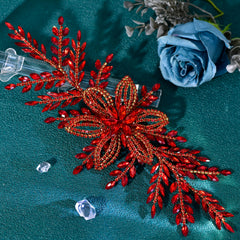 Red Rhinestone Bridal Hair Accessory Wedding & Halloween Party Hairpiece