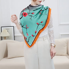 Plum Blossom Crane Square Scarf Thin Wrap Bandana