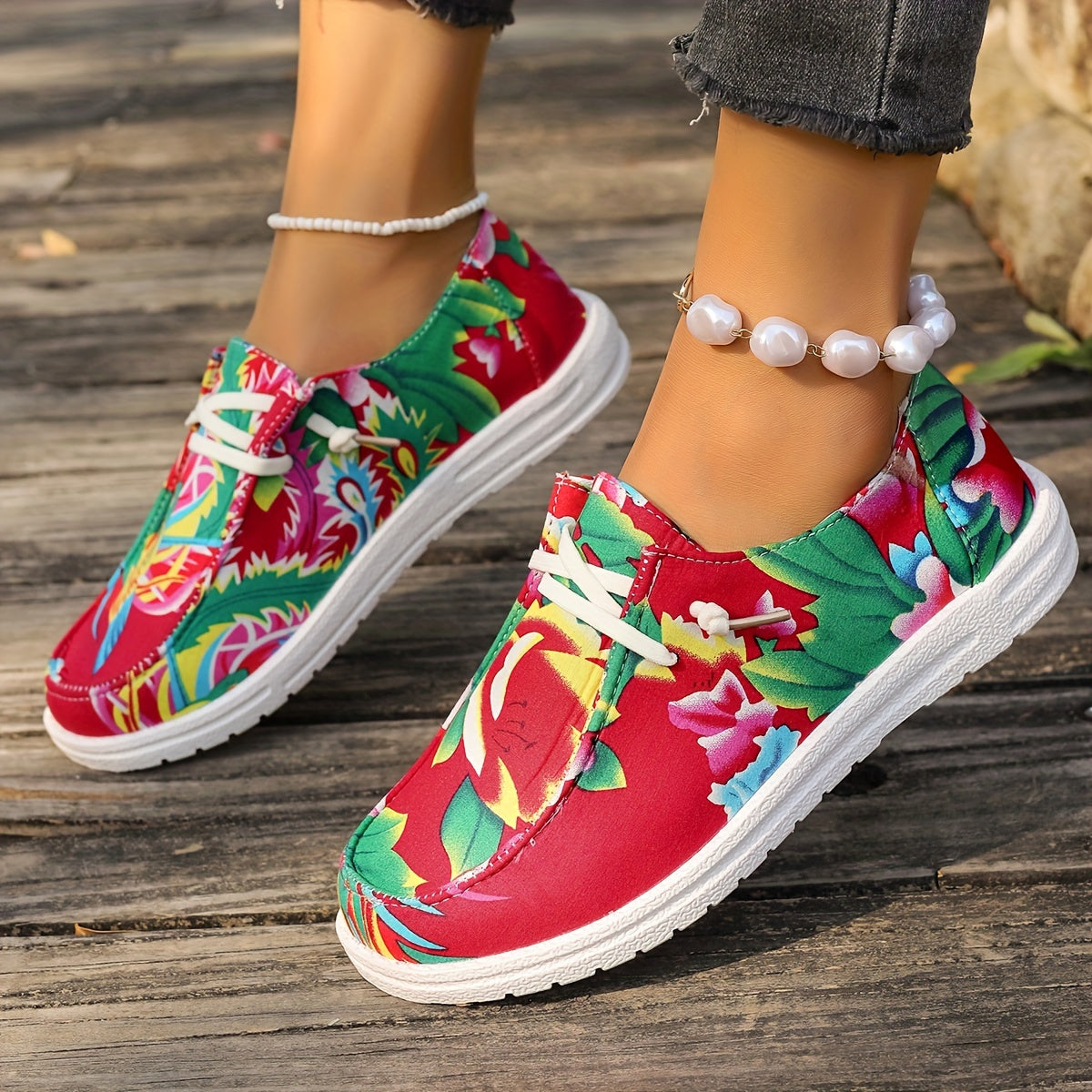 Floral Canvas Low Shoes Chinese Style Flats