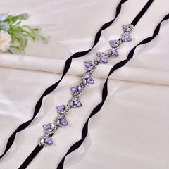 Purple Rhinestone Belt with Wave for Weddings and Events