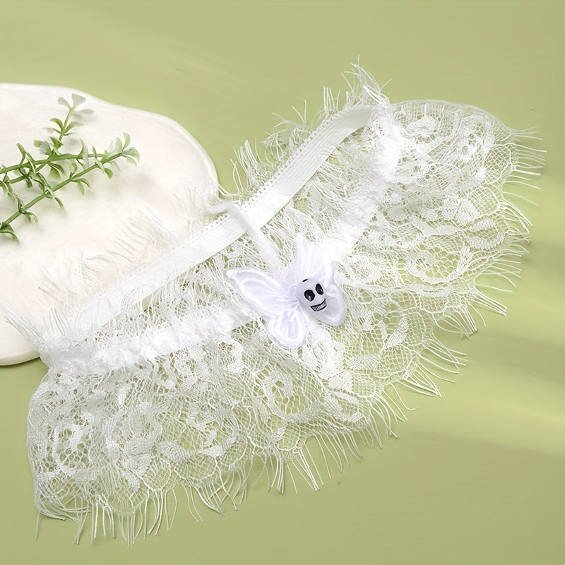 Lace Leg Band Sexy Elastic Leg Straps With Butterfly Shape Ghost Face Ornament