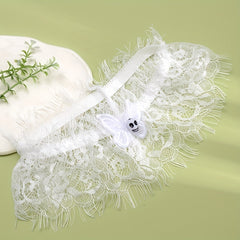 Lace Leg Band Sexy Elastic Leg Straps With Butterfly Shape Ghost Face Ornament