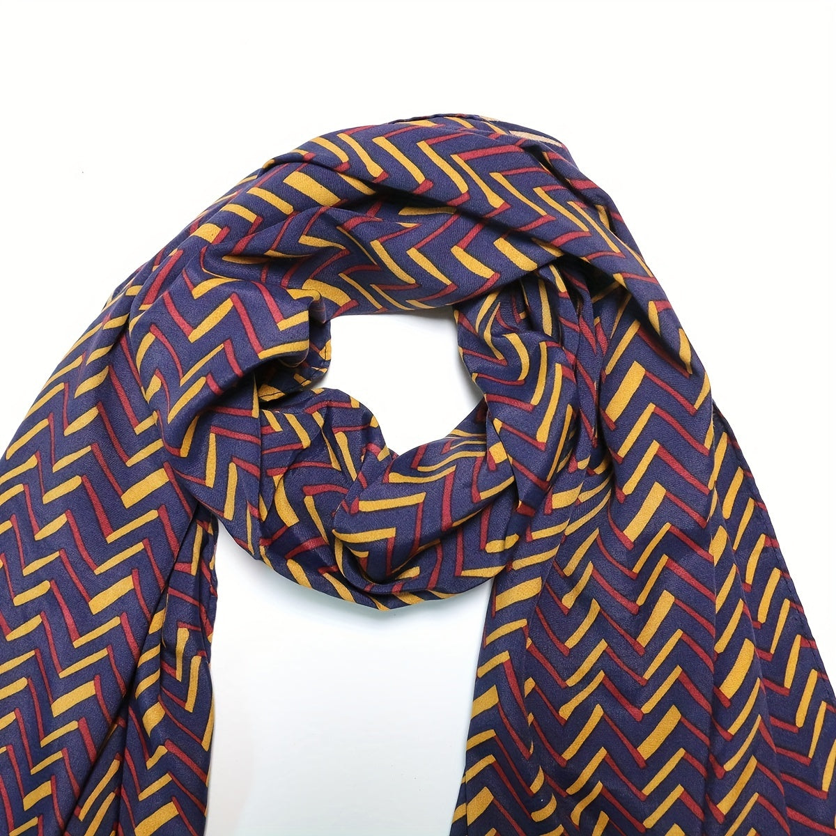 Vintage Stripe Print Scarf Navy Shawl Casual Windproof Head Wrap Sunscreen