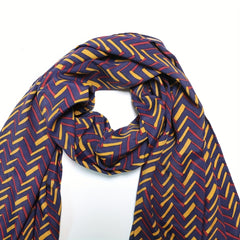 Vintage Stripe Print Scarf Navy Shawl Casual Windproof Head Wrap Sunscreen