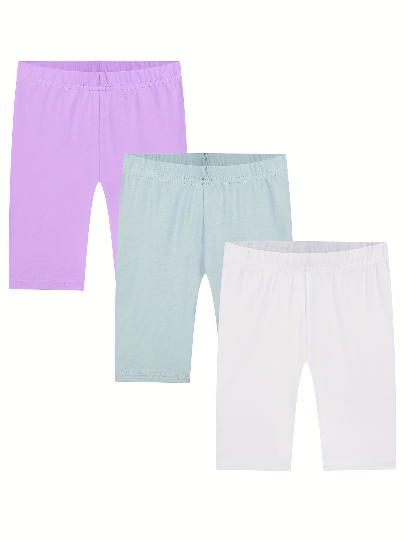 3pcs Girls Casual Elastic Waist Shorts Summer Spring
