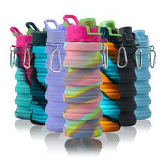 Collapsible Water Bottle 16oz BPA Silicone Hiking Travel Sports Cup