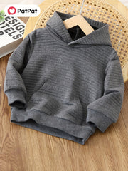Boys Casual Textured Pullover Hooded Sweatshirt