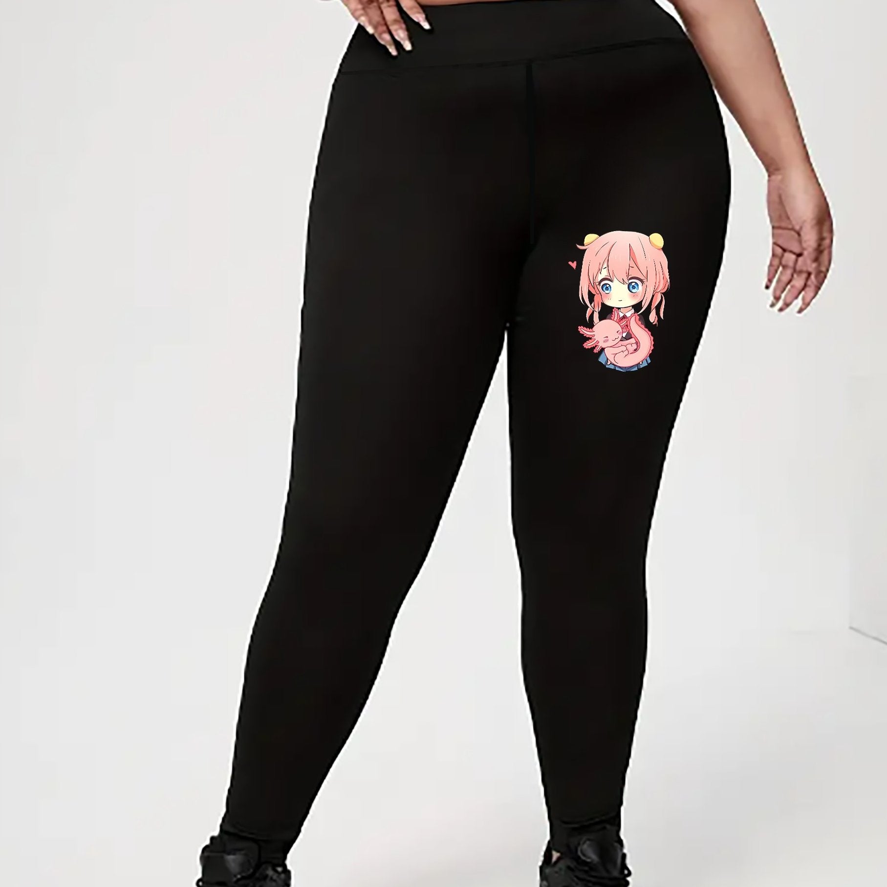 Cartoon Anime Print High Rise Leggings