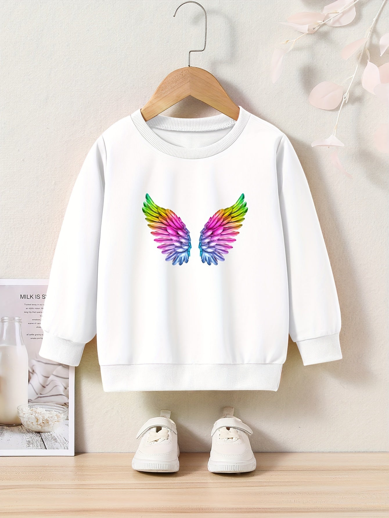 Kids Rainbow Wings Print Pullover Top