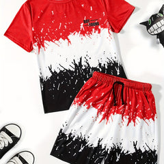 Boys YOUNG Print T-shirt & Shorts Set