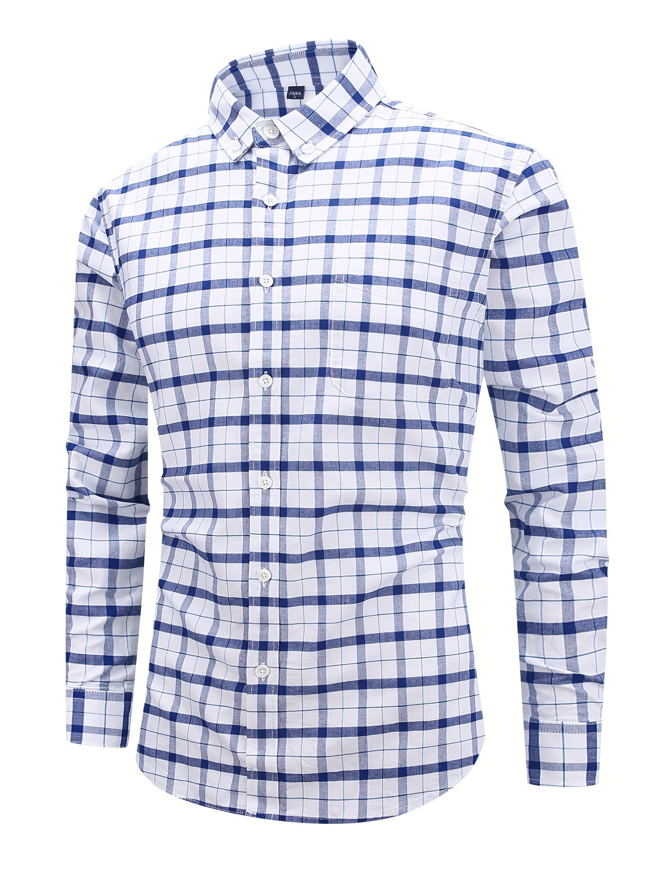 Plaid Print Casual Long Sleeve Shirt for Men