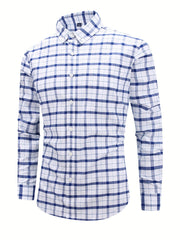 Plaid Print Casual Long Sleeve Shirt for Men