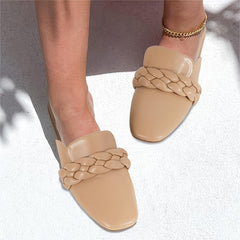 Braided Flat Mules Women's Slip On Shoes