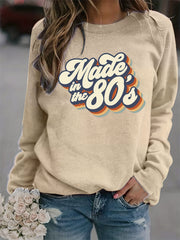 Vintage 80s Print Graphic Pullover Sweatshirt for Women