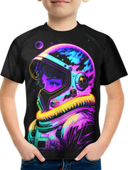 Astronaut 3D Print Boy's Tee Short Sleeve Comfy T-shirt