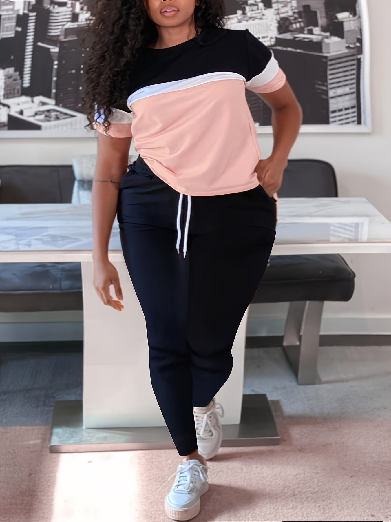 Colorblock Top & Pants Set