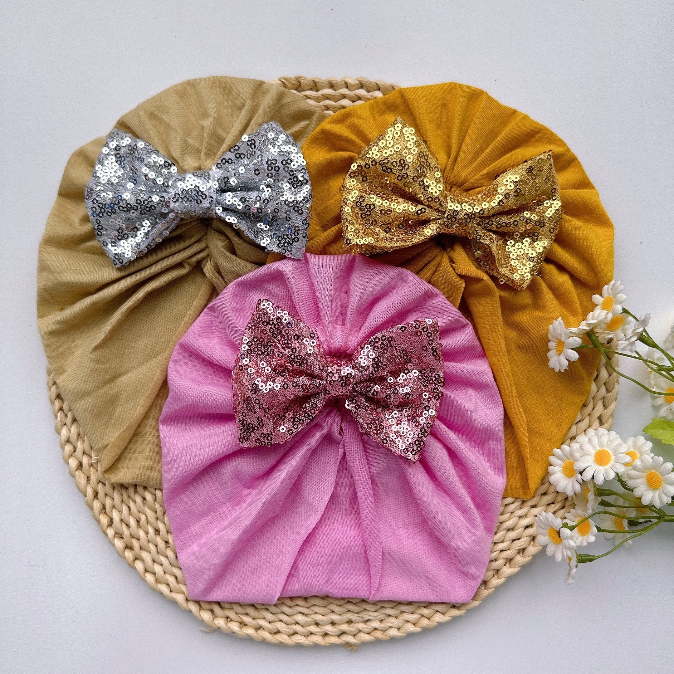 Soft Elastic Baby Girls Bowknot Turban Headband