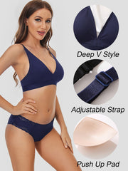 2pcs Wireless Padded Bras Stretch Comfy Breathable Women's Lingerie