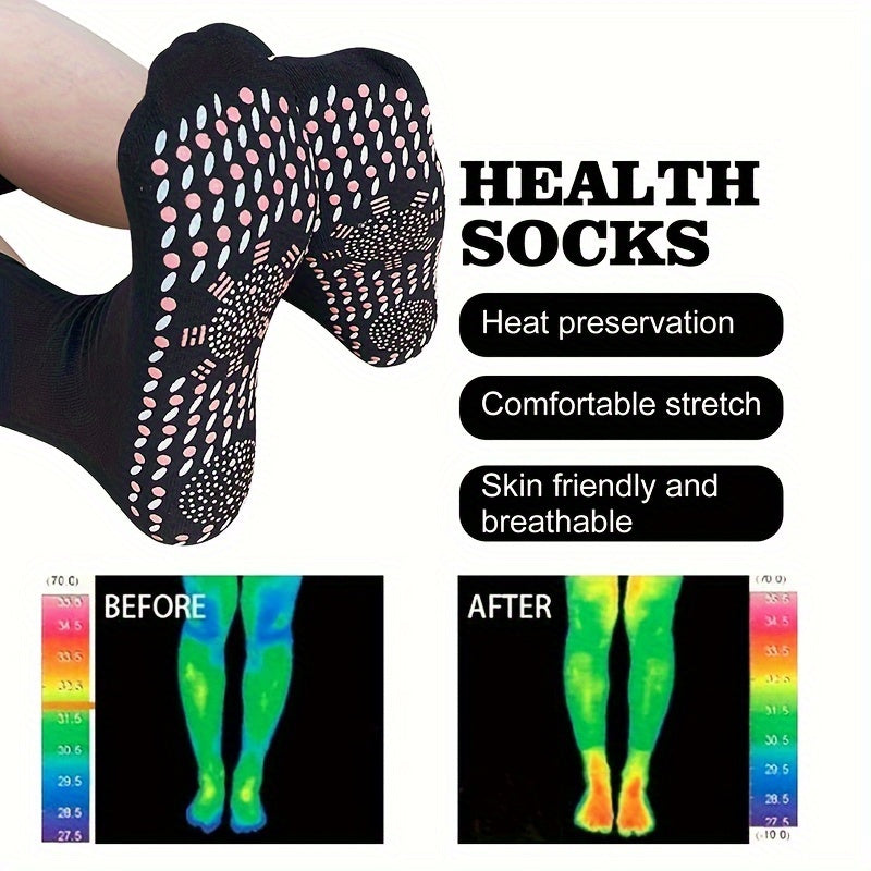 3 Pairs Washable Thermal Socks Massage Footbed Anti-odor One Size 35