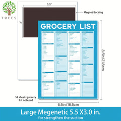 Trees Grocery List Magnet Pad For Fridge 52 Sheets