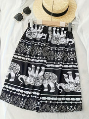 Elephant Boho Style Wide Leg Shorts Printed Summer Shorts