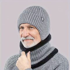 Winter Knitted Beanie Hat for Old Man Dad Grandpa Thickened Ear Protection