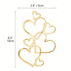 Wedding Anniversary Heart Cake Topper Golden Decorations