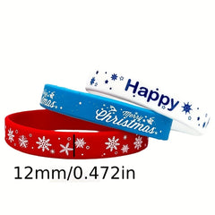 3 Christmas Series Rubber Wristbands Silicone Bracelets Stretch Wristbands Women