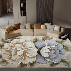Waterproof Anti Skid Flower Area Rug Soft Easy to Maintain