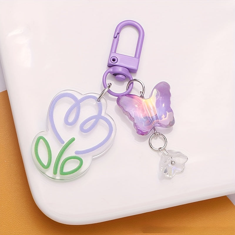 Acrylic Colorful Flower Keychain Pendant Bag Decoration