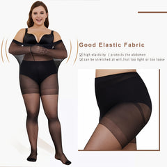 2 Pairs Plus Size Control Top Sheer Tights Set