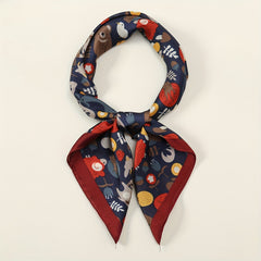 Cartoon Print Satin Square Scarf Animal Pattern Bandana Neckerchief