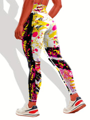 Graffiti Print Slim Fit Yoga Leggings High Stretch