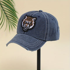Tiger Embroidery Vintage Distressed Baseball Cap