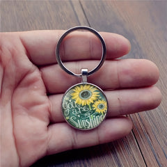 Vintage Sunflower Keychain for Boys - Stylish Bag Accessory
