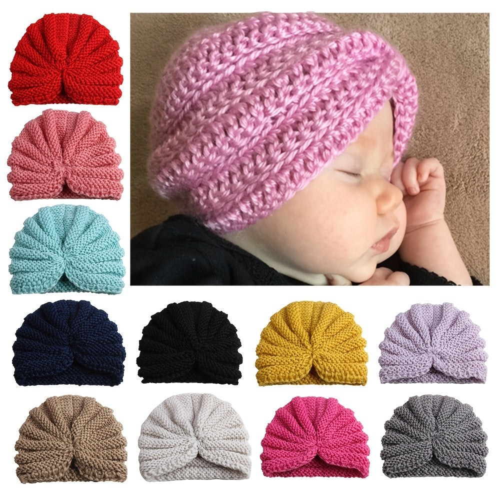 Baby Head Wrap Beanie Knit Hat Soft Warm Turban Cap for Toddler